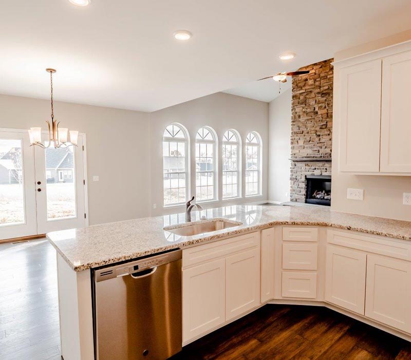 kitchen with white cabinets and natural light