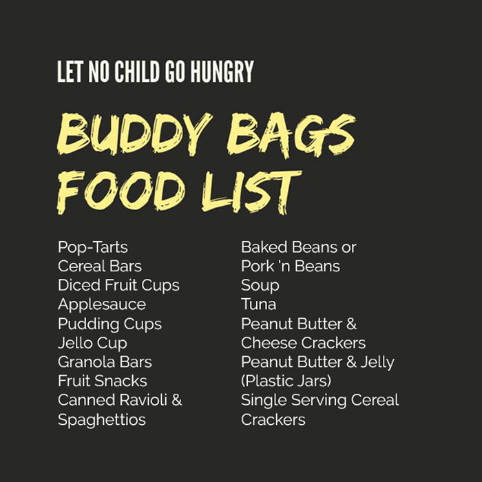 Buddy Bags food list